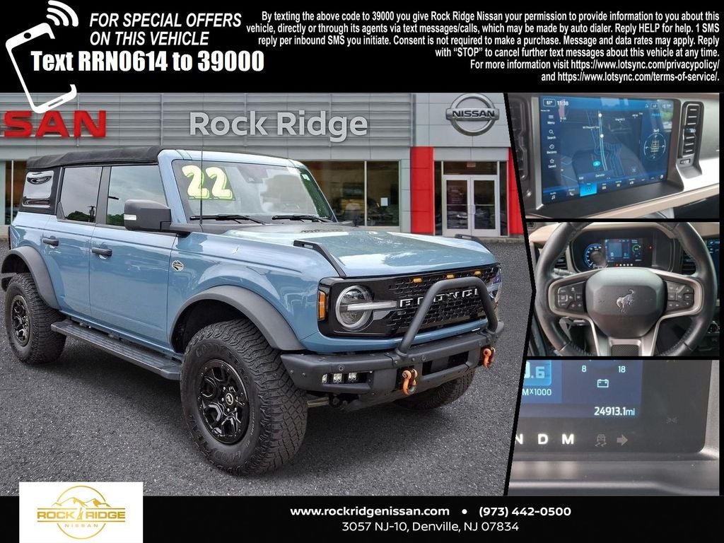 2022 Ford Bronco Wildtrak in Area 51 — front three-quarter view
