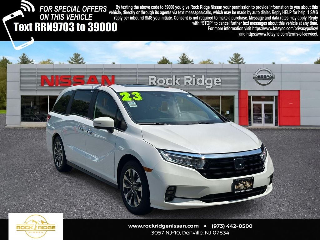 2023 Honda Odyssey EX-L in Platinum White Pearl — front three-quarter view